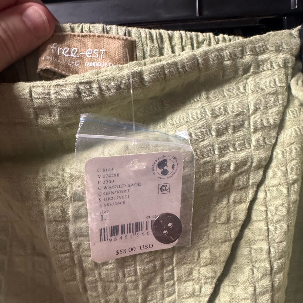 FREE PEOPLE Pucker Check Wrap Shorts - Washed Sage - NWT Retail $58 - Picture 6 of 7